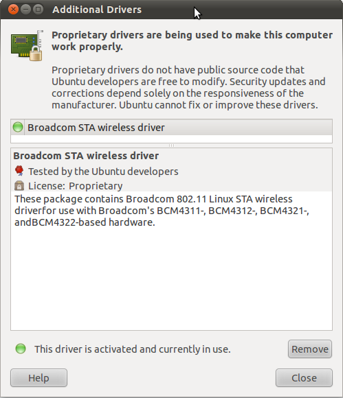 ubuntu proprietary drivers not found